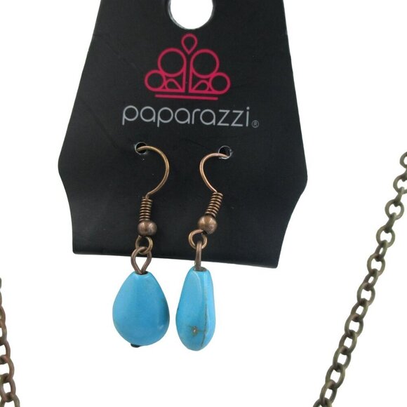 Paparazzi Faux Turquoise Necklace & Earrings Set NWT - Picture 5 of 7
